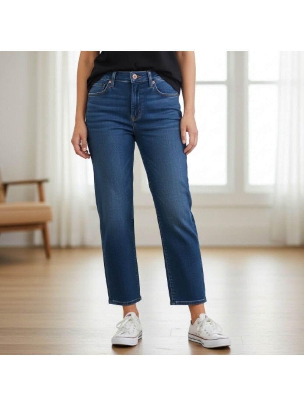 Nicole Miller Blue Denim Straight Leg Boho Jeans 14